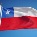 Chile,Flag,Waving,Against,Clean,Blue,Sky,,Close,Up,,Isolated
